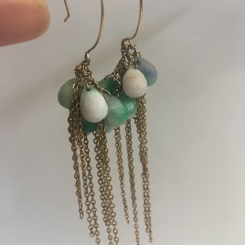 Jana Conner blue hardstone earrings with fringe